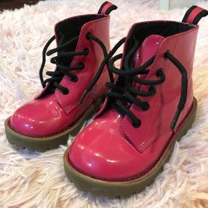 Hot pink army boots